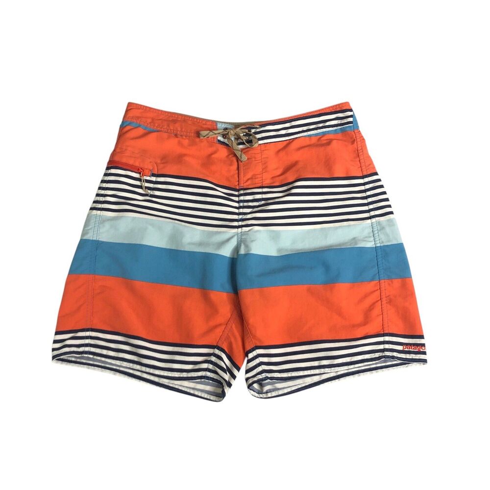 Patagonia Wavefarer Board Shorts Mens 36 Fitz Stripe Catalyst Blue Swim Trunks